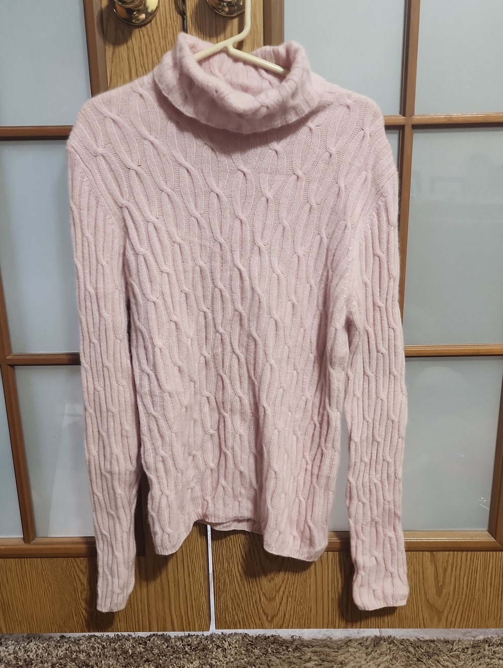 Pure Cashmere 100% Cashmere Soft Cable-Knit Turtleneck Sweater - Pink Size XL